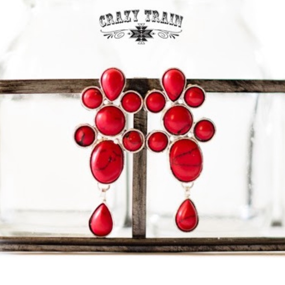 NWT! CrAzY TrAiN Viva Glam Red Stone Earrings ❤️